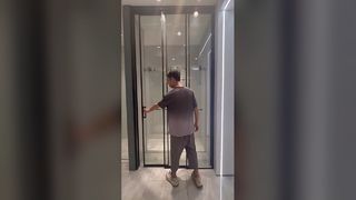 GRH Tek hatlı minimalist son derece dar kenarlı iki bağlantılı mat siyah cam izolasyonlu sürgülü kapı k