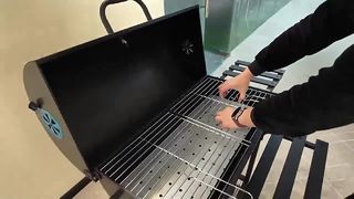 Dış mekan kömürlü barbekü ızgarası, villa avlusu barbekü ızgarası, 5-10 ev kullanımı, geniş kapalı, anti