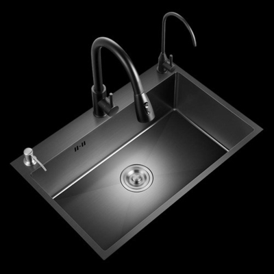 Büyük Tek Yuva Çok Fonksiyonlu Lavabo Çizik Karşıtı LED Dijital Ekran Paslanmaz Çelik Şelale Mutfak Lavabo Cup Wa ile