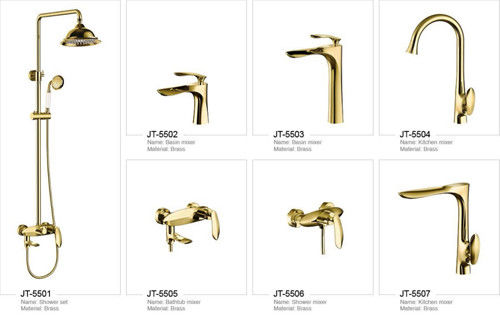 Lüks Altın Pirinç Banyo Havzası Musluk Tek Delik Montaj 18L / Min
