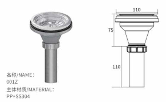 Modern Yüksek Kaliteli Tek Paslanmaz Çelik Bardak Lavabo Süzgeci Mutfak Lavabo Gider Borusu Yıkama Havzası Atık Gider Toptan Ürün