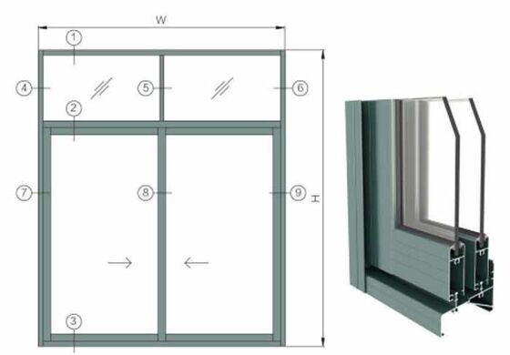 En son tasarım ses yalıtımlı temperli çift camlı tek raylı alüminyum profil